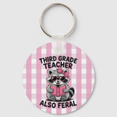 Porte-clés Personalized 3rd Grade Teacher Cute Feral Raccoon  (Recto)