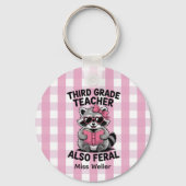 Porte-clés Personalized 3rd Grade Teacher Cute Feral Raccoon  (Verso)