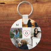 Porte-clés Personalized 4-Photo Collage Mom Monogram (Verso)