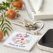 Porte-clés Personalized Axolotl Couple Valentine Keychain (Devant Droit)