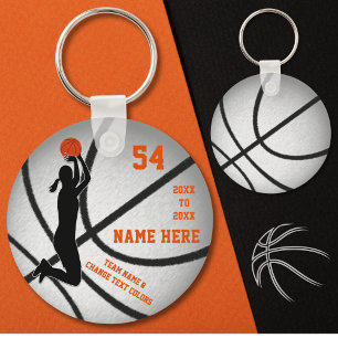Porte-clés Personalized Basketball Keychains with Orange Text