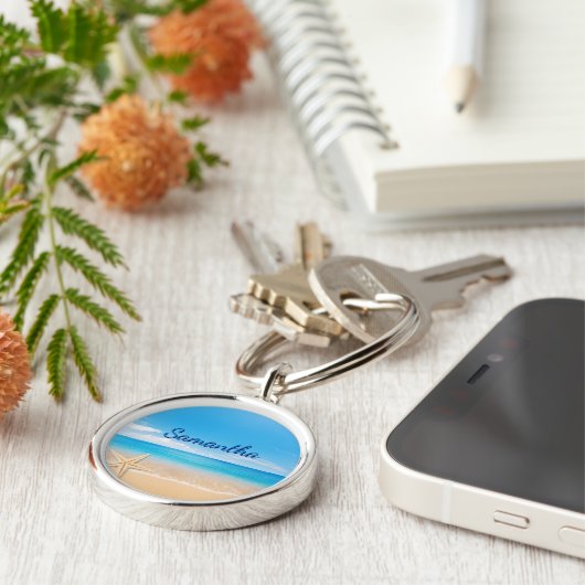 Porte-clés Personalized Beach Keychain | Ocean Name Keychain (Côté)