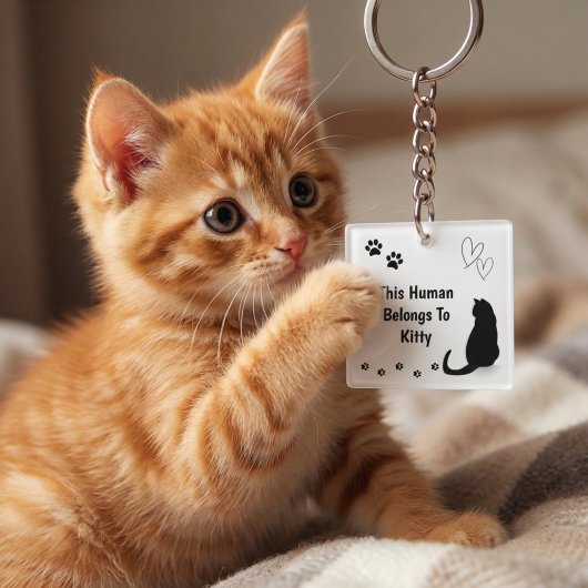 Porte-clés Personalized Black Cat Keychain