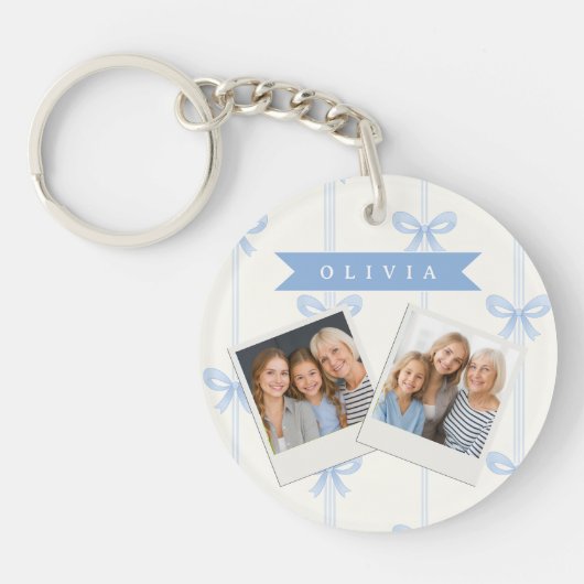 Porte-clés Personalized Blue Bow Coquette Name Aesthetic (Devant)