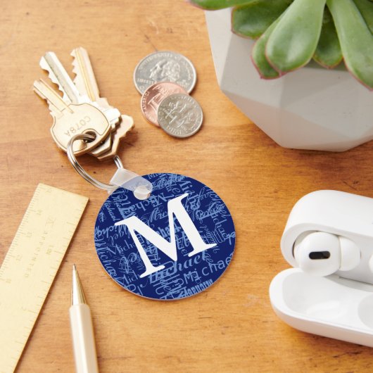 Porte-clés personalized blue monogram (Bureau)