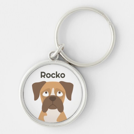 Porte-clés Personalized Boxer Dog Keychain Custom Name Gift (Devant)
