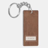Porte-clés Personalized Brown Faux Leather  (Devant gauche)