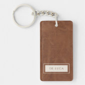 Porte-clés Personalized Brown Faux Leather  (Devant)