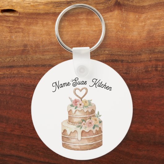 Porte-clés personalized Cake Keychain  Custom Name Baker Gift (Verso)