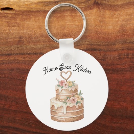 Porte-clés personalized Cake Keychain  Custom Name Baker Gift (Recto)