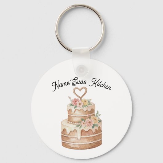 Porte-clés personalized Cake Keychain  Custom Name Baker Gift (Verso)