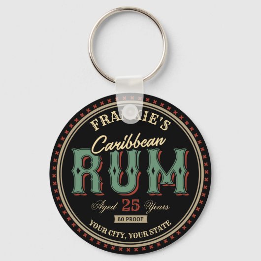 Porte-clés Personalized Caribbean Rum Liquor Bottle Label Bar (Recto)
