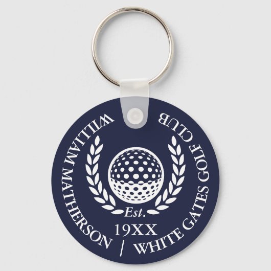Porte-clés Personalized Classic Golf Club Name Navy Blue (Recto)
