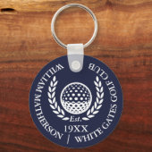 Porte-clés Personalized Classic Golf Club Name Navy Blue (Verso)