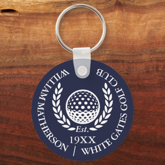 Porte-clés Personalized Classic Golf Club Name Navy Blue (Verso)