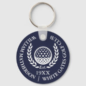 Porte-clés Personalized Classic Golf Club Name Navy Blue (Verso)