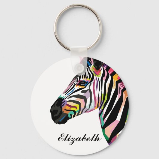 Porte-clés Personalized Colorful Pop Art Zebra (Recto)