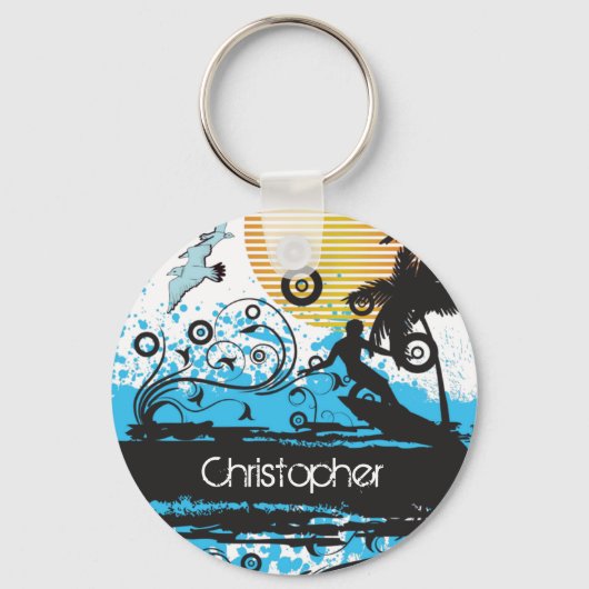 Porte-clés Personalized Cool Surfing Beach Surfer (Recto)