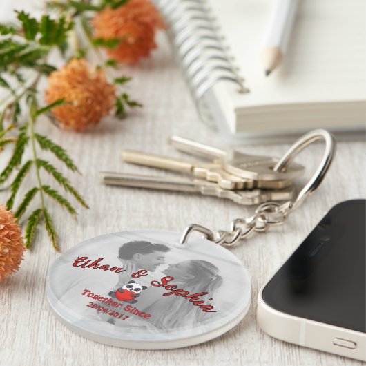 Porte-clés Personalized Couple Keychain with Romantic Message (Devant droit)