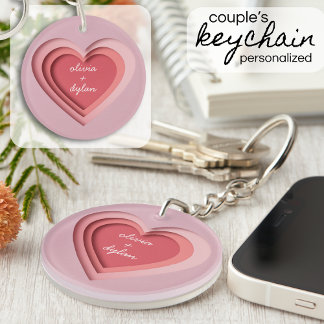 Porte-clés Personalized Couple's Heart