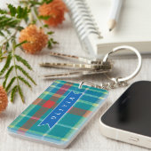 Porte-clés Personalized Custom Blue Plaid Preppy Style (Devant droit)