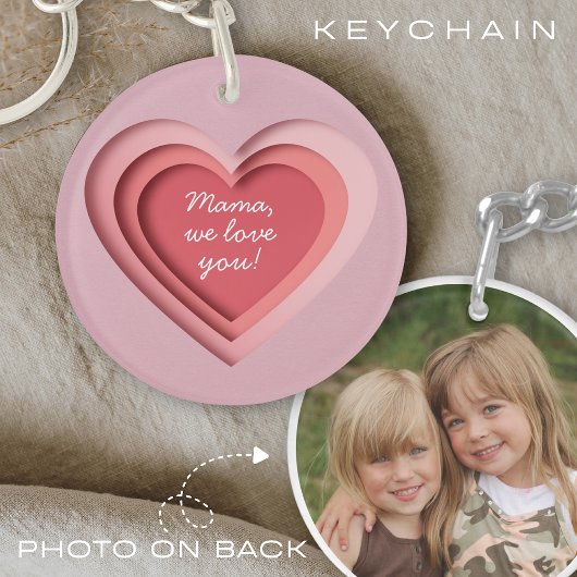 Porte-clés Personalized Custom Text Photo Heart