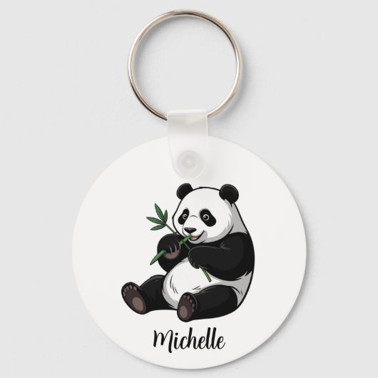 Porte-clés Personalized Cute Panda Bear With Greenery Bamboo (Recto)