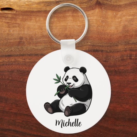 Porte-clés Personalized Cute Panda Bear With Greenery Bamboo  (Verso)