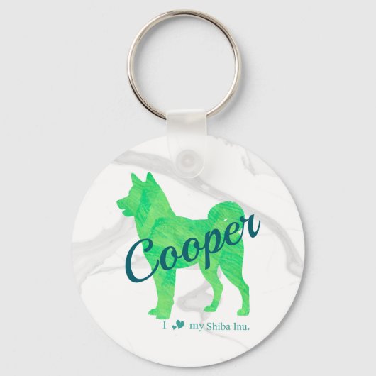 Porte-clés Personalized Cute Pastel Green Shiba Inu - Dog (Recto)