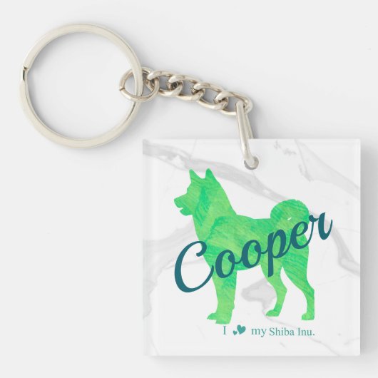 Porte-clés Personalized Cute Pastel Green Shiba Inu Keychain  (Devant)