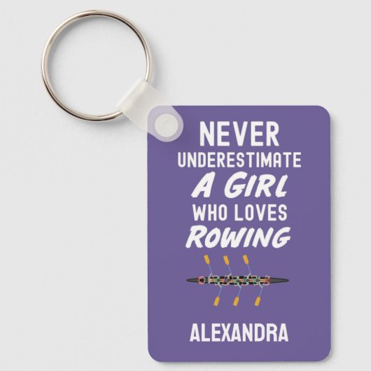 Porte-clés Personalized Cute Purple Rowing Girl Rower Kids (Recto)