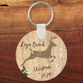 Porte-clés Personalized doe Christmas bauble wooden backgroun (Recto)