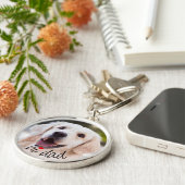 Porte-clés Personalized Dog Photo Love Heart Hi Dad Text (Côté)