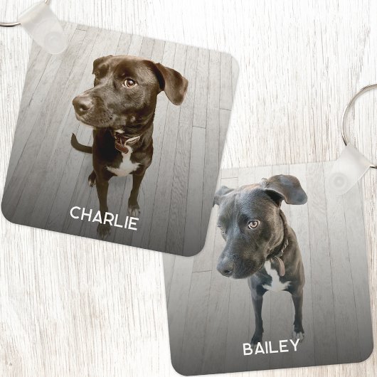 Porte-clés Personalized Double Sided Pet Dog Two Photo