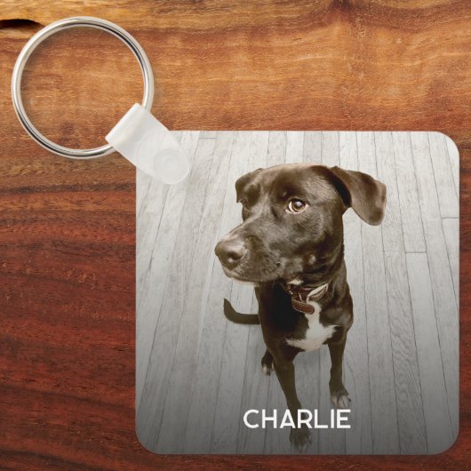 Porte-clés Personalized Double Sided Pet Dog Two Photo (Recto)