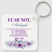 Porte-clés Personalized Fear Not Isaiah 41:10 Purple Floral (Dos)