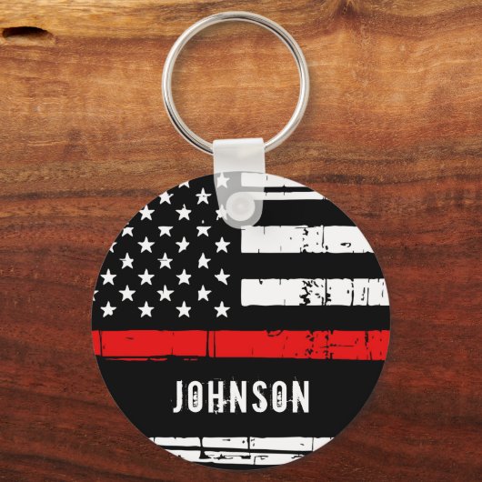 Porte-clés Personalized Firefighter Thin Red Line (Recto)
