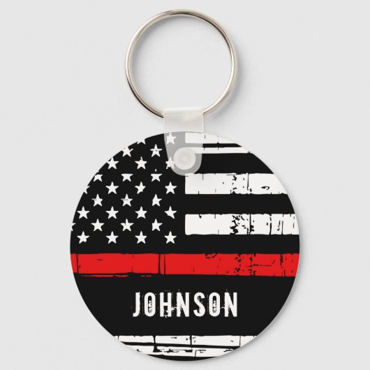Porte-clés Personalized Firefighter Thin Red Line (Verso)