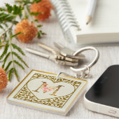 Porte-clés Personalized Floral Monogram, From A to Z  (Devant Droit)