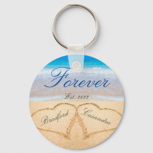 Porte-clés Personalized Forever   Hearts in Sand  Wedding 