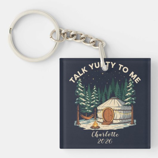 Porte-clés Personalized Glamping Yurt Adventure Retro Camping (Devant)