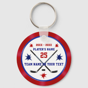 Porte-clés Personalized Hockey Party Favors, Red, White, Blue