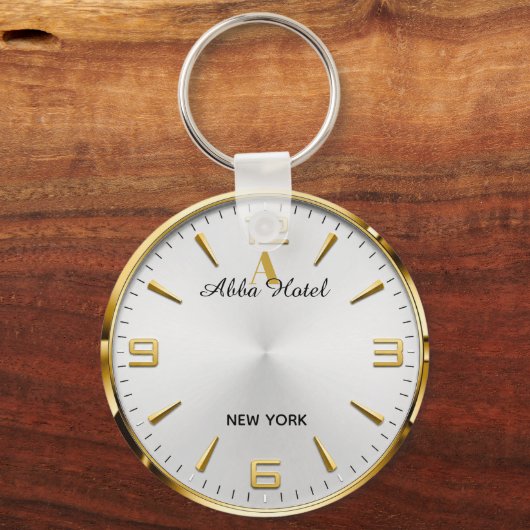 Porte-clés Personalized Hotel Name Luxury Gold Silver (Recto)