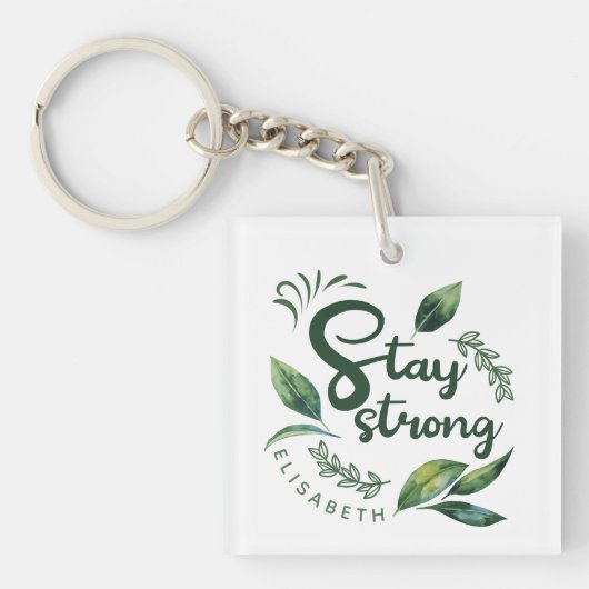 Porte-clés Personalized Inspirational Quote with Green Leaves (Devant)