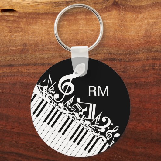 Porte-clés Personalized Jumbled Musical Notes and Piano Keys (Verso)