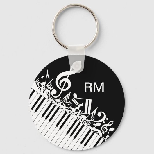 Porte-clés Personalized Jumbled Musical Notes and Piano Keys (Verso)