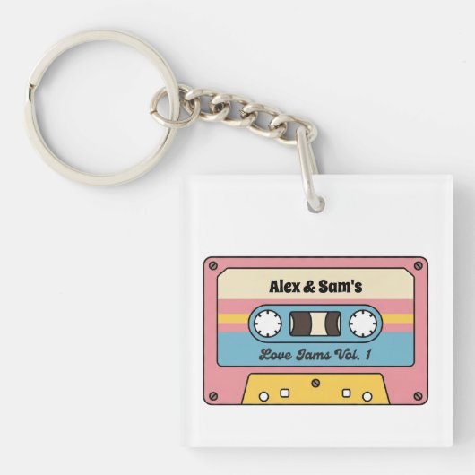 Porte-clés Personalized Love Jams Cassette Tape – Custom Name (Devant)