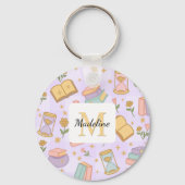 Porte-clés Personalized Magic Books Girl Wizard Name Purple  (Verso)