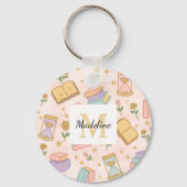 Porte-clés Personalized Magic Books Girl Wizard School Pink (Verso)