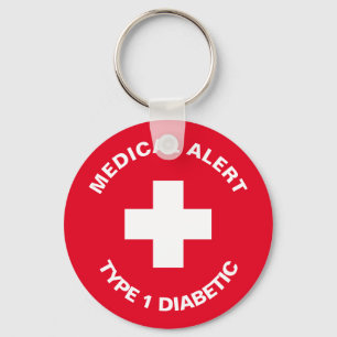 Porte-clés Personalized Medical Alert Diabetic Red